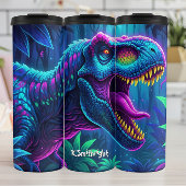 Neon Dinosaur Jungle Vibrant Roar Thermosbeker