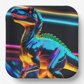 Neon Dinosaur Papieren Bordje (Voorkant)