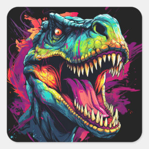 NEON DINOSAUR Sticker in heldere, levendige kleure