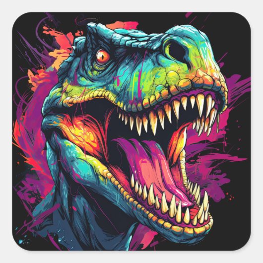 NEON DINOSAUR Sticker in heldere, levendige kleure (Voorkant)
