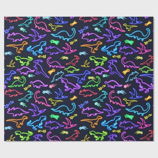 Neon Dinosaurs Cadeaupapier (Vlak)