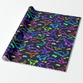 Neon Dinosaurs Cadeaupapier (Uitgerold)