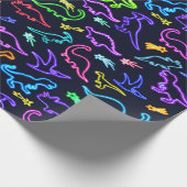 Neon Dinosaurs Cadeaupapier (Hoek)