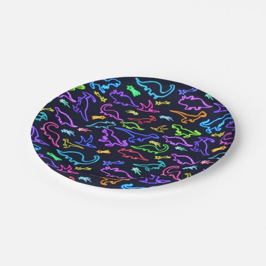 Neon Dinosaurs Papieren Bordje (Gekanteld)