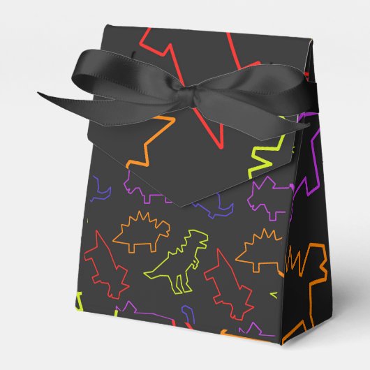 Neon dinosaurus contouren bedankdoosjes (Voorkant Zijde)