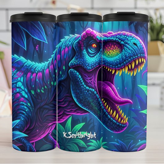Neon Dinosaurus Jungle Bruisende Brul Thermosbeker