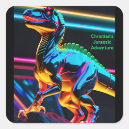 Neon Dinosaurus Vierkante Stickers