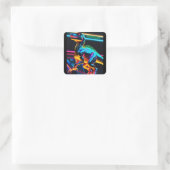 Neon /Dinosaurus Vierkante Stickers (Tas)