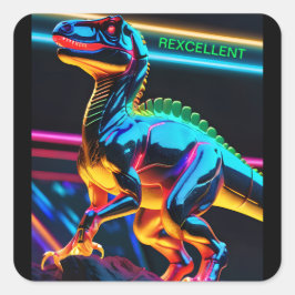 Neon /Dinosaurus Vierkante Stickers