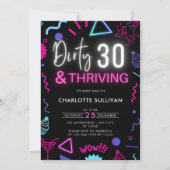 Neon Dirty 30 en Thriving 30th Birthday Party Kaart (Voorkant)