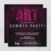 Neon Disco achtergrond partij uitnodiging (Voorkant / Achterkant)
