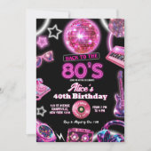 Neon Disco Bal Terug Naar 80s Verjaardagsfeestje Kaart (Voorkant)