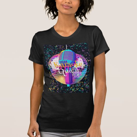 Neon Disco Ball Karaoke Koningin Verjaardagscadeau T-shirt (Voorkant)
