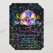 Neon Disco Ball Karaoke Verjaardagsfeest Kaart (Voorkant / Achterkant)
