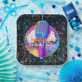 Neon Disco Ball Karaoke Verjaardagsfeest Papieren Bordje (Feest)