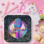 Neon Disco Ball Karaoke Verjaardagsfeest Papieren Bordje (Feest)