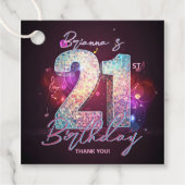 Neon Disco Ball Music Notes 21st Birthday Party Bedankjes Labels (Voorkant)
