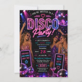 Neon Disco Dansfeest Kaart (Voorkant)
