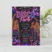 Neon Disco Dansfeest Kaart (Staand voorkant)