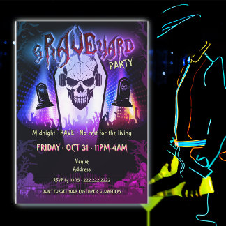 Neon Disco Halloween Graf Rave Kostuum Feest Kaart