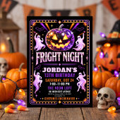 Neon Disco Pompoen Fright Night Uitnodiging
