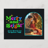 Neon Disco Vrolijk en helder Retro Kerstmis Feestdagenkaart (Voorkant)