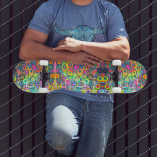 Neon Distress Bubble Print Skateboard
