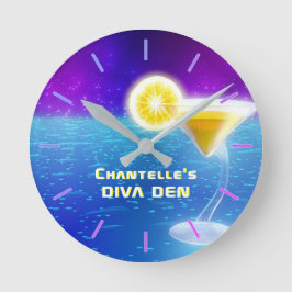 NEON DIVA DEN - Tropische cocktails gepersonalisee Ronde Klok