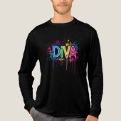 Neon Diva Graffiti Collage with Dripping Paint on Tri-Blend Shirt (Voorkant volledig)