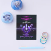 Neon DJ Music Graduation Party Invitation Flyer (Enkel)