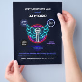Neon DJ-muziek en dansgig flyer (Hand)