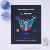 Neon DJ-muziek en dansgig flyer (Enkel)