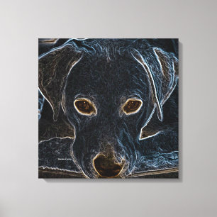 Neon Dog Canvas Afdruk