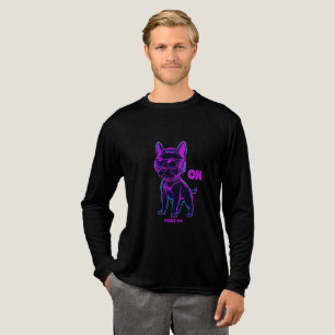 Neon Dog Mode ON – Cyberpunk Gamer Dog Hoodie & T- Tri-Blend Shirt