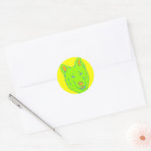 Neon Dog Ronde Sticker (Envelop)