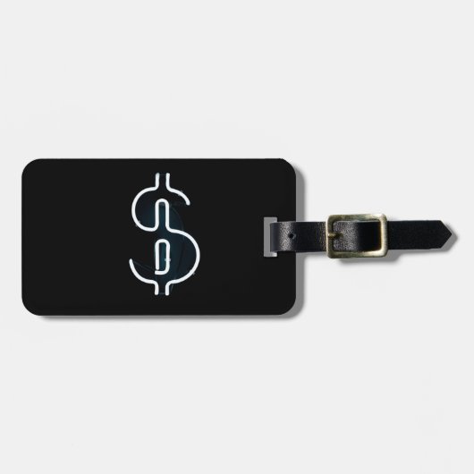 Neon Dollar Sign Bagagelabel (Voorkant horizontaal)