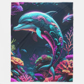 Neon Dolphin Fleece Deken (Voorkant)