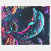 Neon Dolphin Fleece Deken (Voorkant (Horizontaal))
