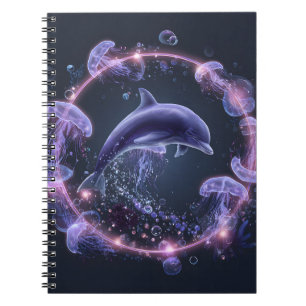 Neon Dolphin Jellyfish Circle-Notitieboek Notitieboek