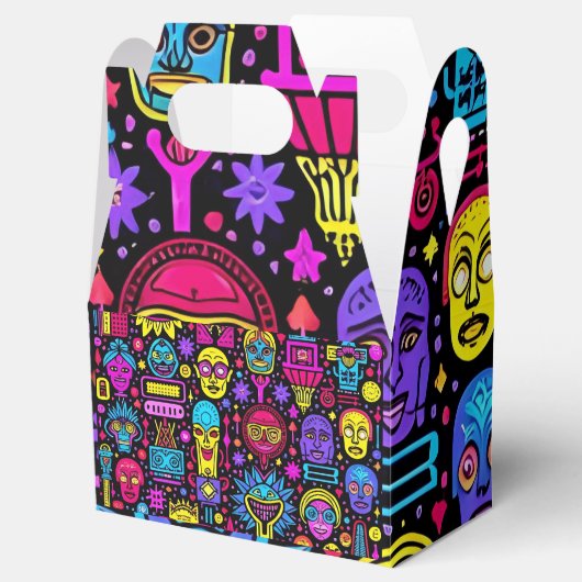 Neon Doodle Faces – Levendig Street Art Pattern Bedankdoosjes (Geopend)