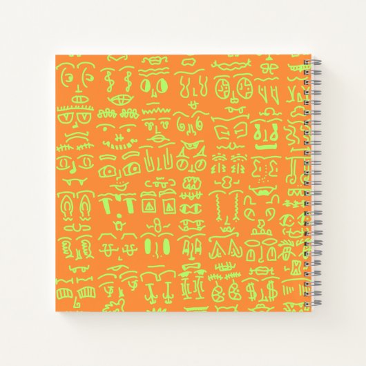 Neon Doodle Notebook – Vibrant Orange and Green Ha Notitieboek (Achterkant)