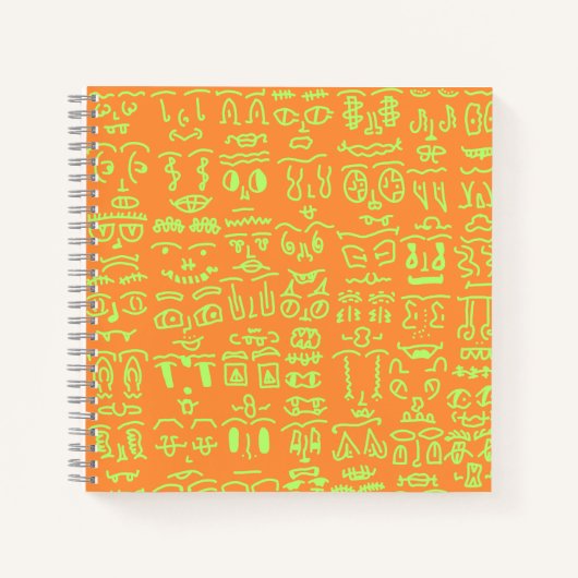 Neon Doodle Notebook – Vibrant Orange and Green Ha Notitieboek (Voorkant)