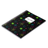 Neon Doodle Stars Aangepast Notitieboek (Linkerzijde)