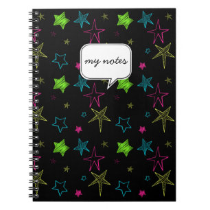 Neon Doodle Stars Aangepast Notitieboek