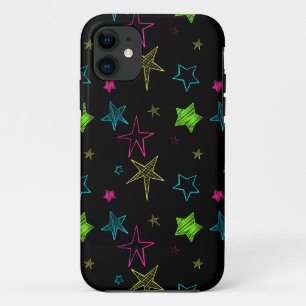 Neon Doodle Stars iPhone 5/5S Hoesje