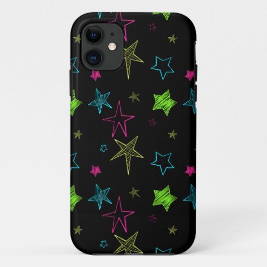 Neon Doodle Stars iPhone 5/5S Hoesje (Achterkant)