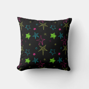 Neon Doodle Stars Pillow Kussen