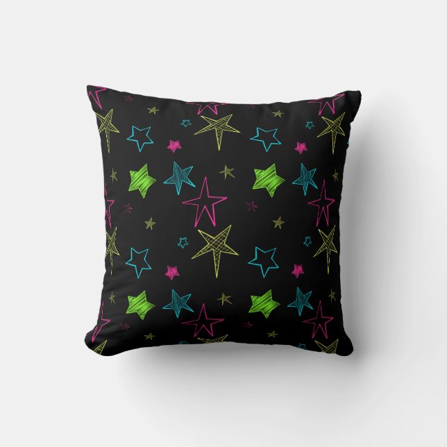 Neon Doodle Stars Pillow Kussen (Voorkant)