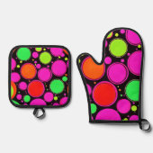 Neon Dot Party Ovenwant & Pannenlap Set (Voorkant)