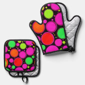 Neon Dot Party Ovenwant & Pannenlap Set (Voorkant / Achterkant)
